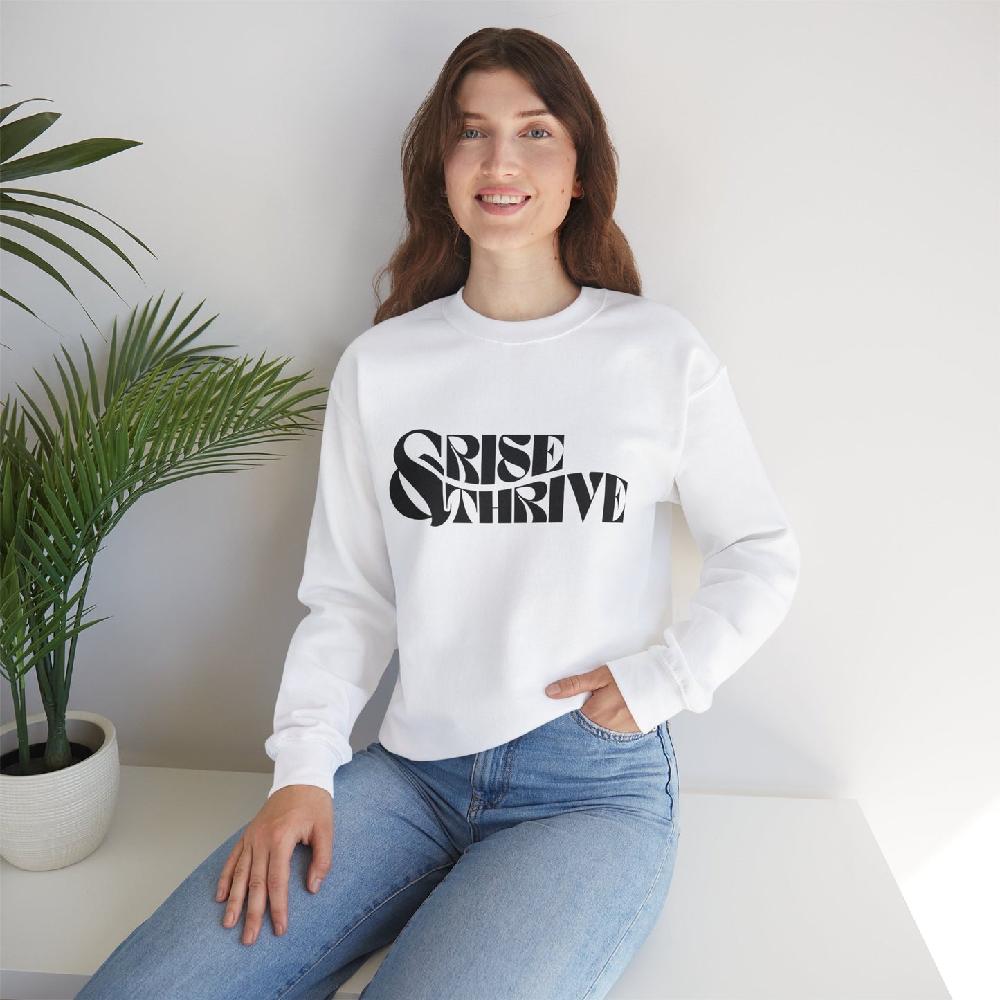 Rise & Thrive Heavy Blend™ Crewneck Sweatshirt - Cozy Motivational Apparel