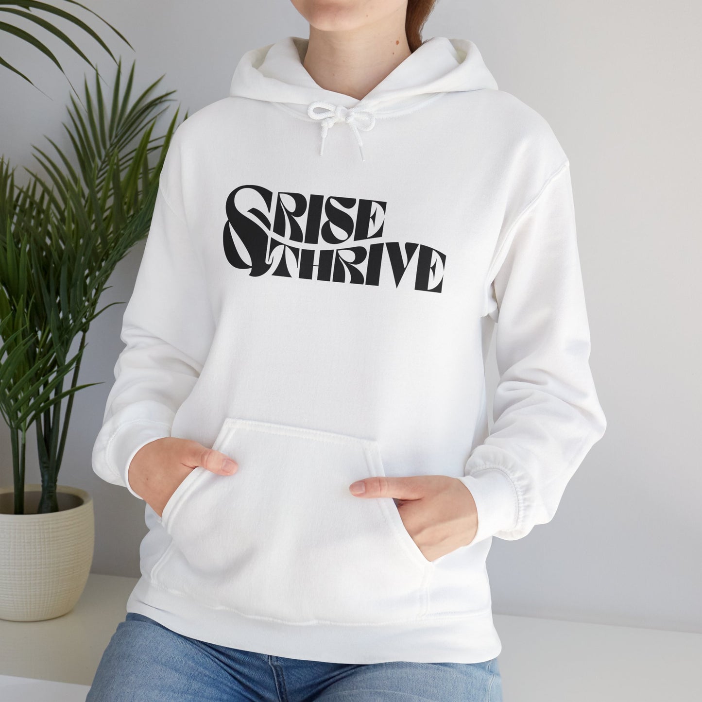 Rise & Thrive Heavy Blend Hoodie - Inspirational Statement Sweatshirt