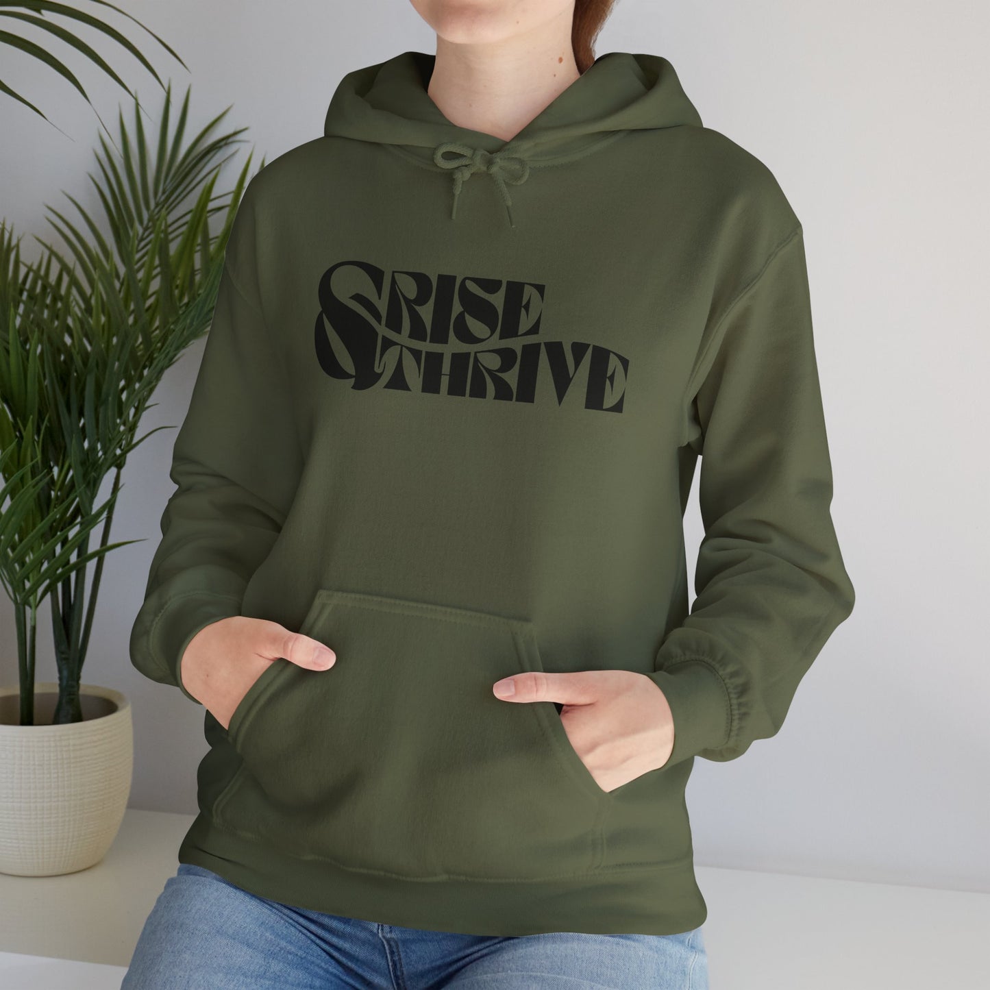 Rise & Thrive Heavy Blend Hoodie - Inspirational Statement Sweatshirt