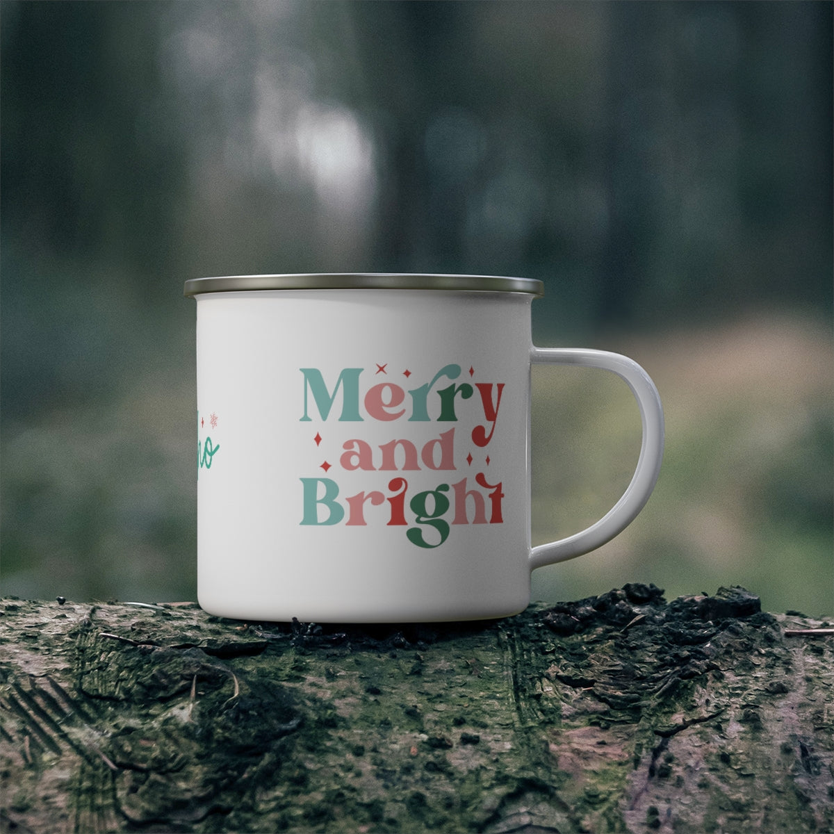 Retro Christmas Enamel Camping Mug