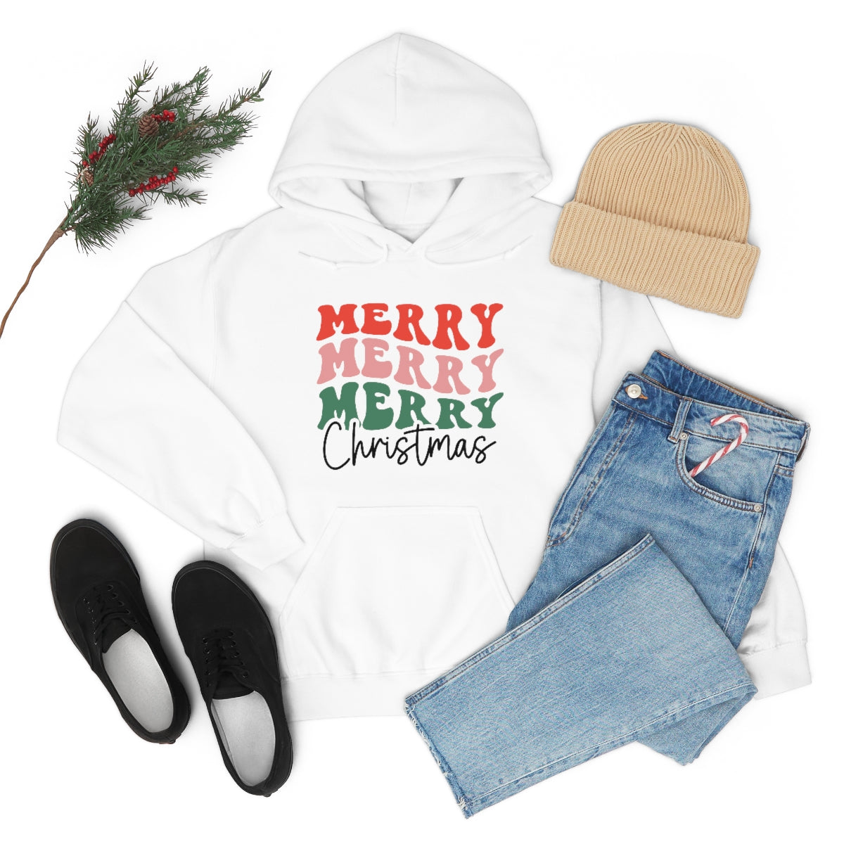 Retro Christmas Merry Merry Merry Christmas | Heavy Blend™ Hooded Sweatshirt