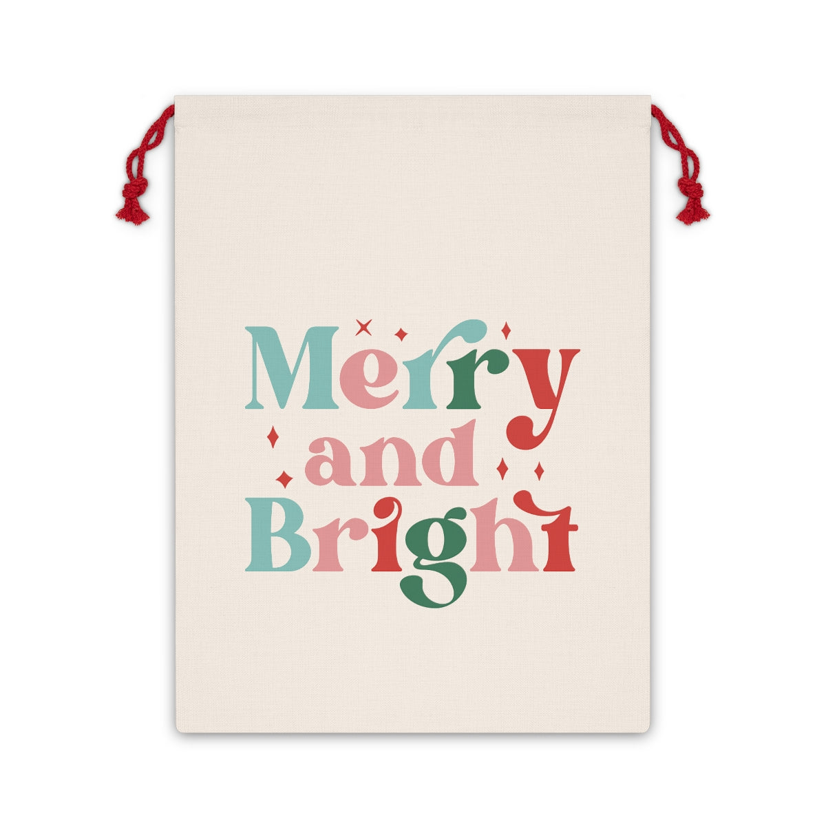Retro Christmas Merry & Bright Linen Bag