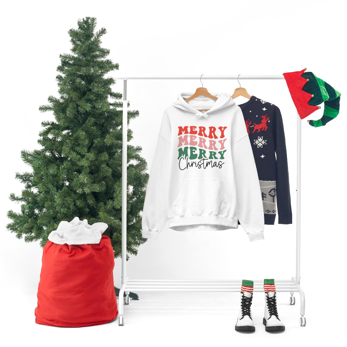 Retro Christmas Merry Merry Merry Christmas | Heavy Blend™ Hooded Sweatshirt
