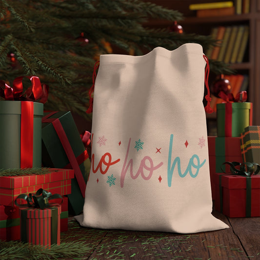 Retro Christmas Ho Ho Ho Linen Bag