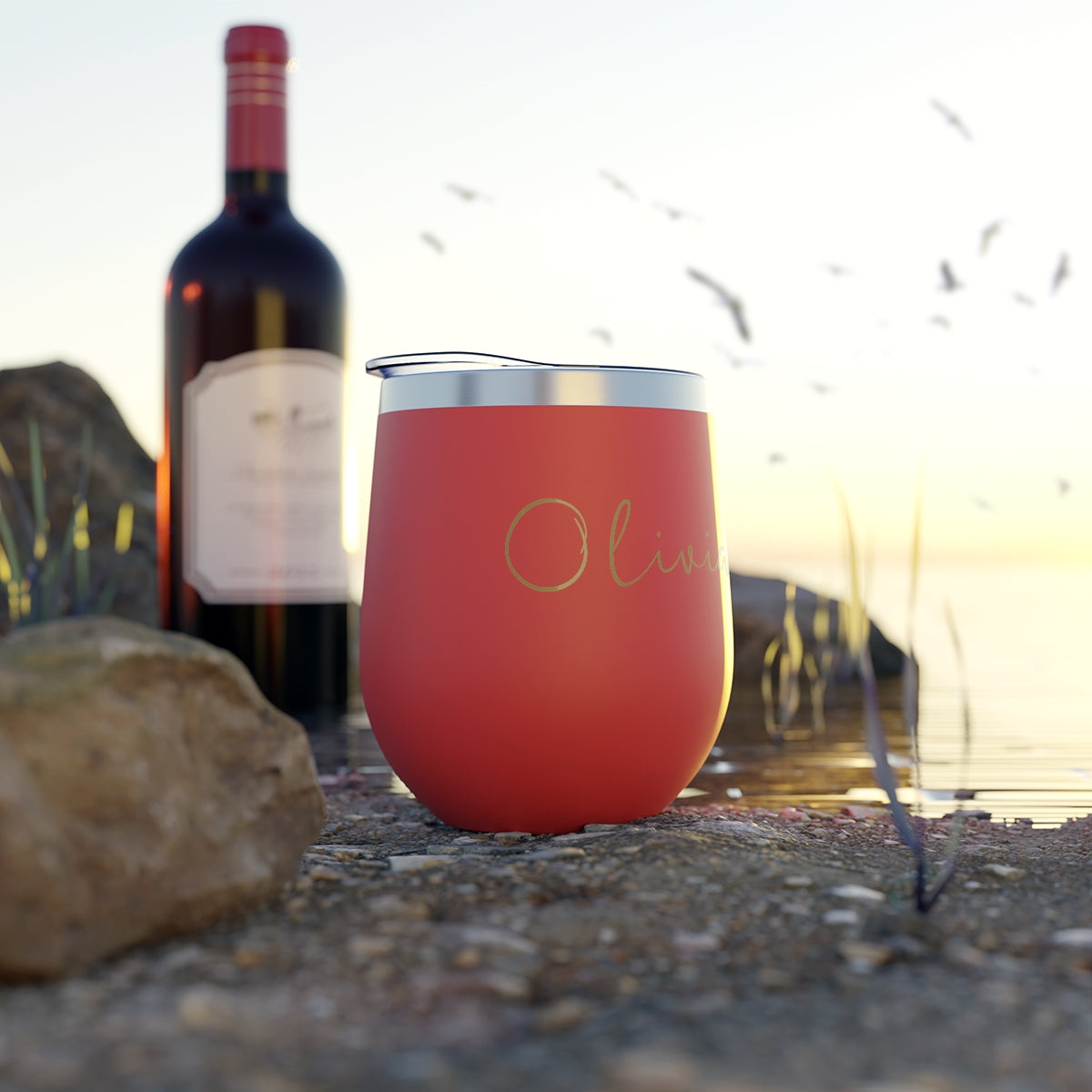 Personalized Wine Tumbler, Insulated Wine Cup, Custom Wine Glasses