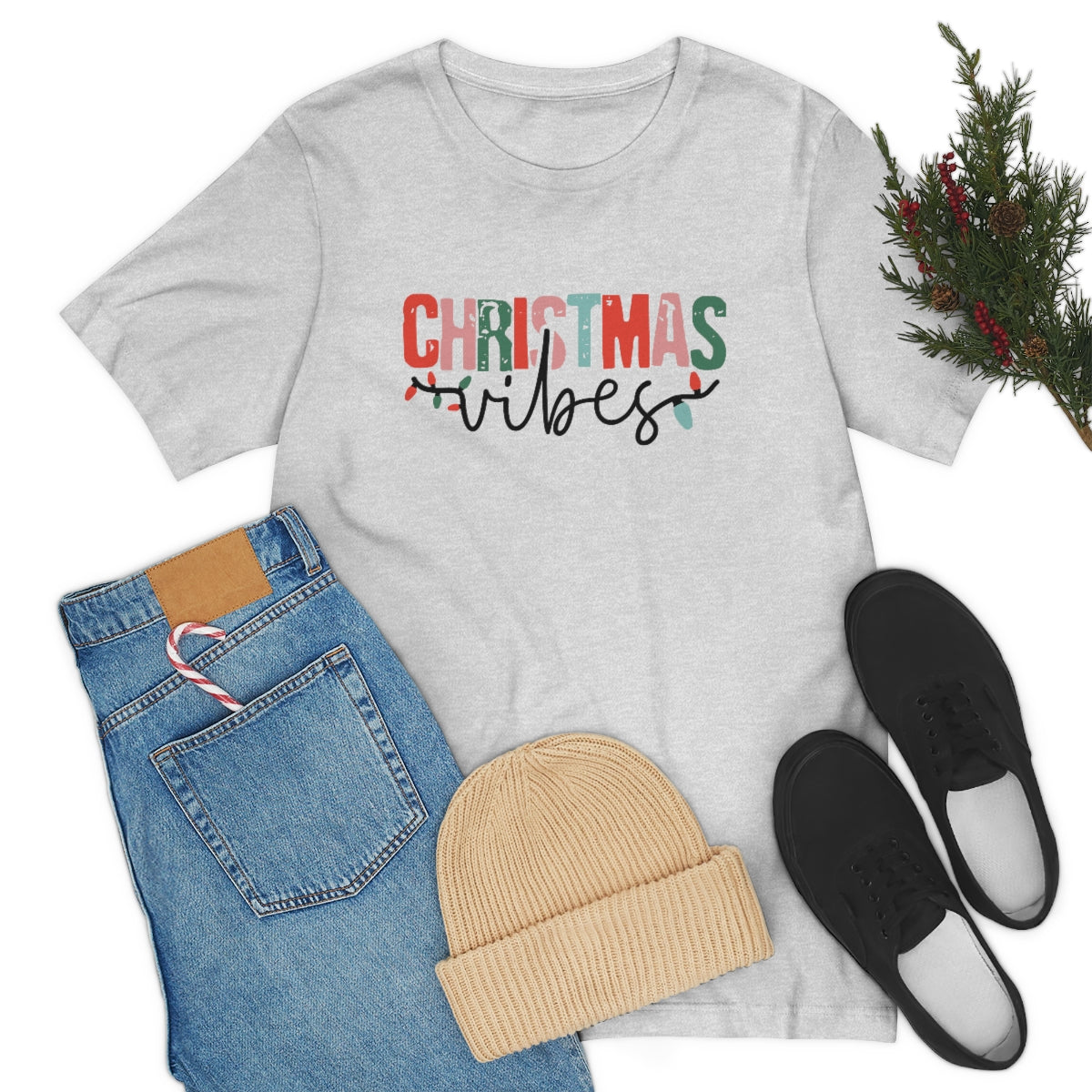 Retro Christmas | Christmas Vibes | Super Soft Short Sleeve Tee