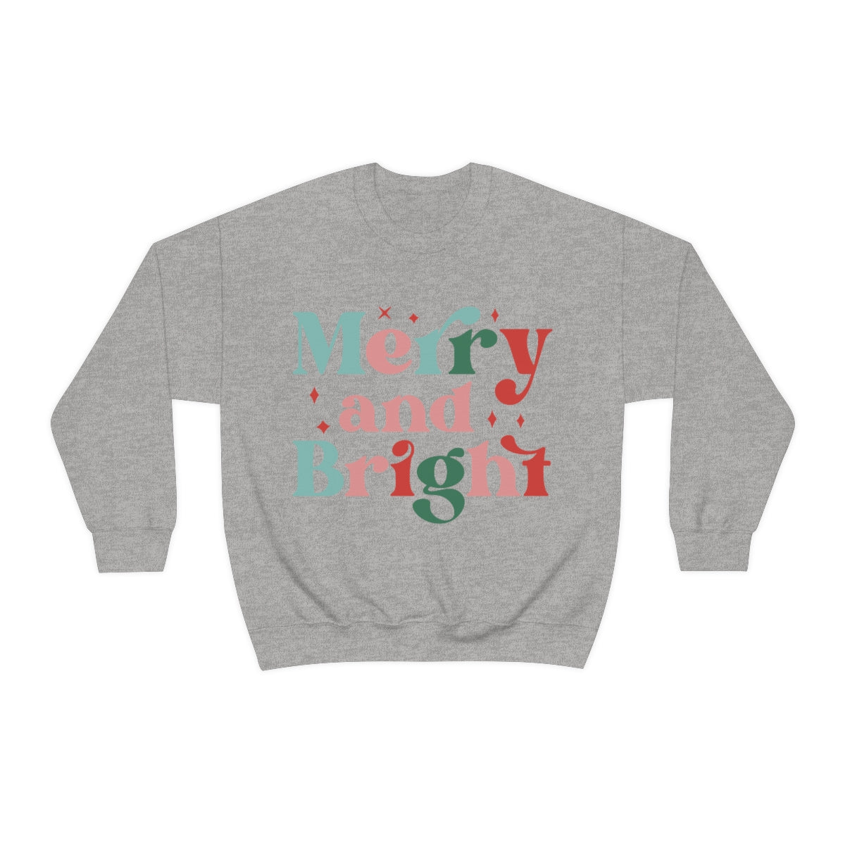 Retro Christmas Merry & Bright Crewneck Sweatshirt | Heavy Blend