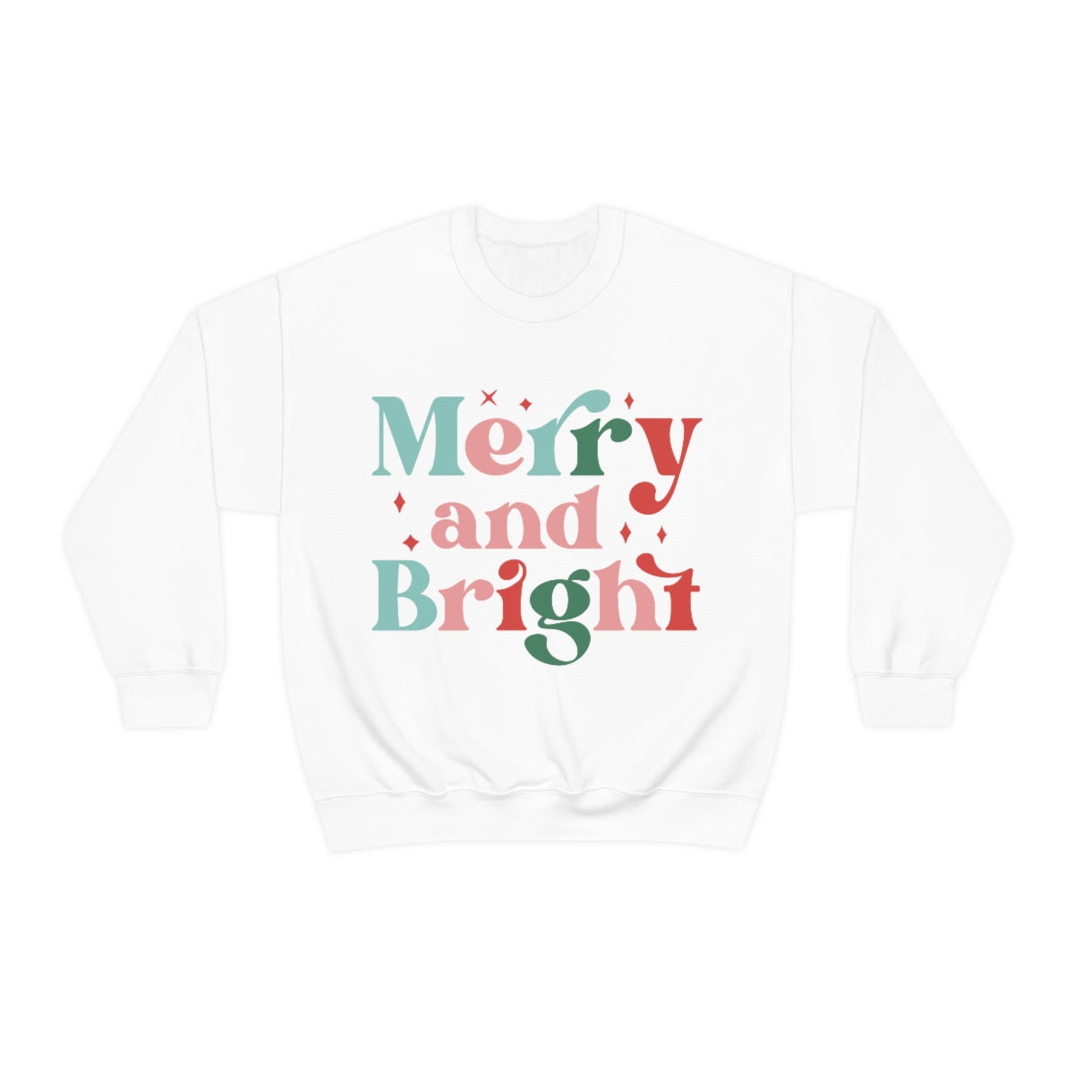 Retro Christmas Merry & Bright Crewneck Sweatshirt | Heavy Blend