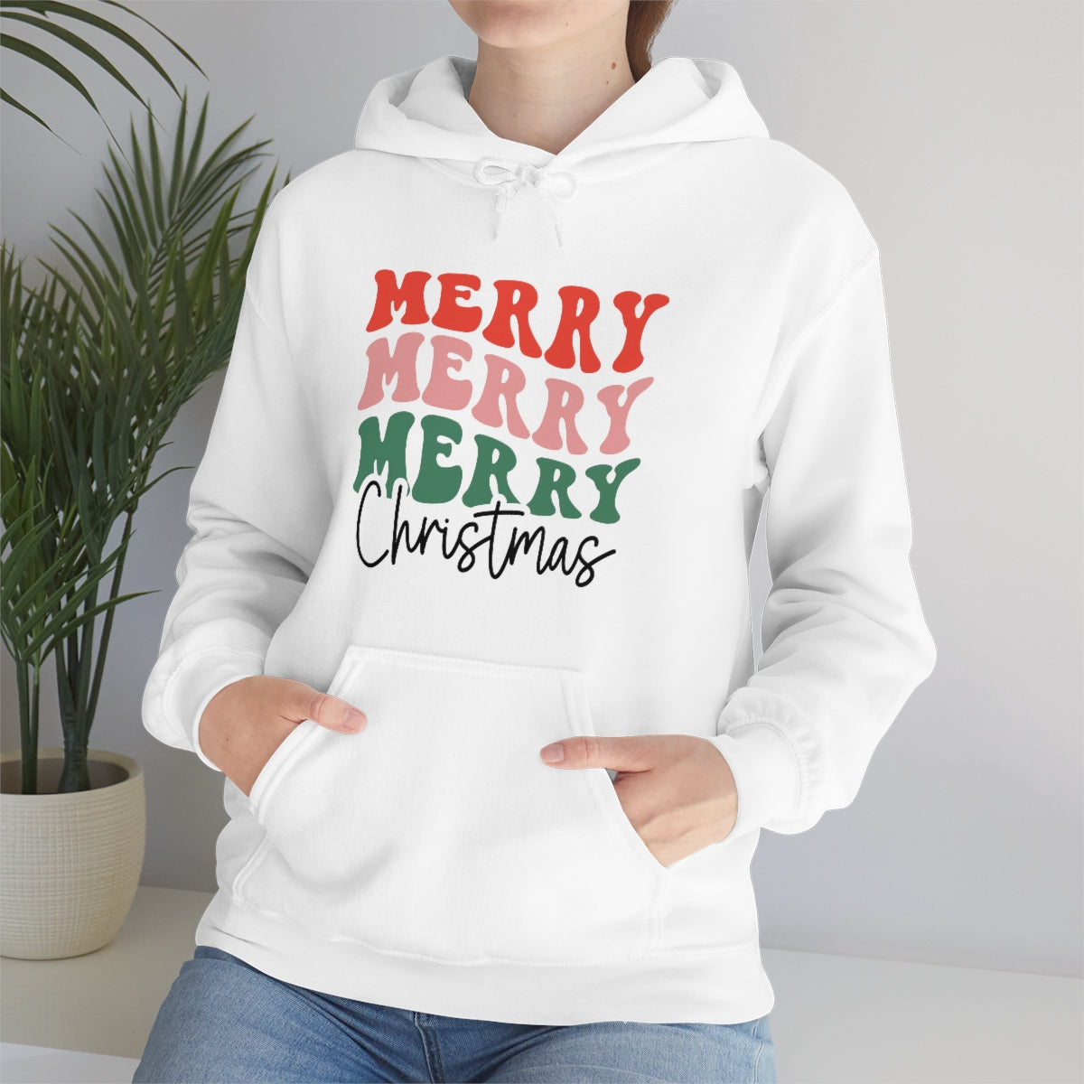 Retro Christmas Merry Merry Merry Christmas | Heavy Blend™ Hooded Sweatshirt